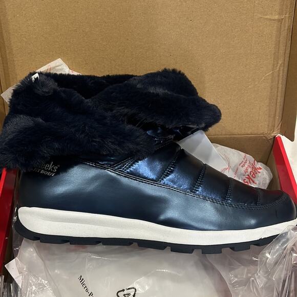 Tony Little Cheeks Fit Body Cushioned Gel Insole Puffer Boots Women’s 12 Navy - Picture 4 of 12